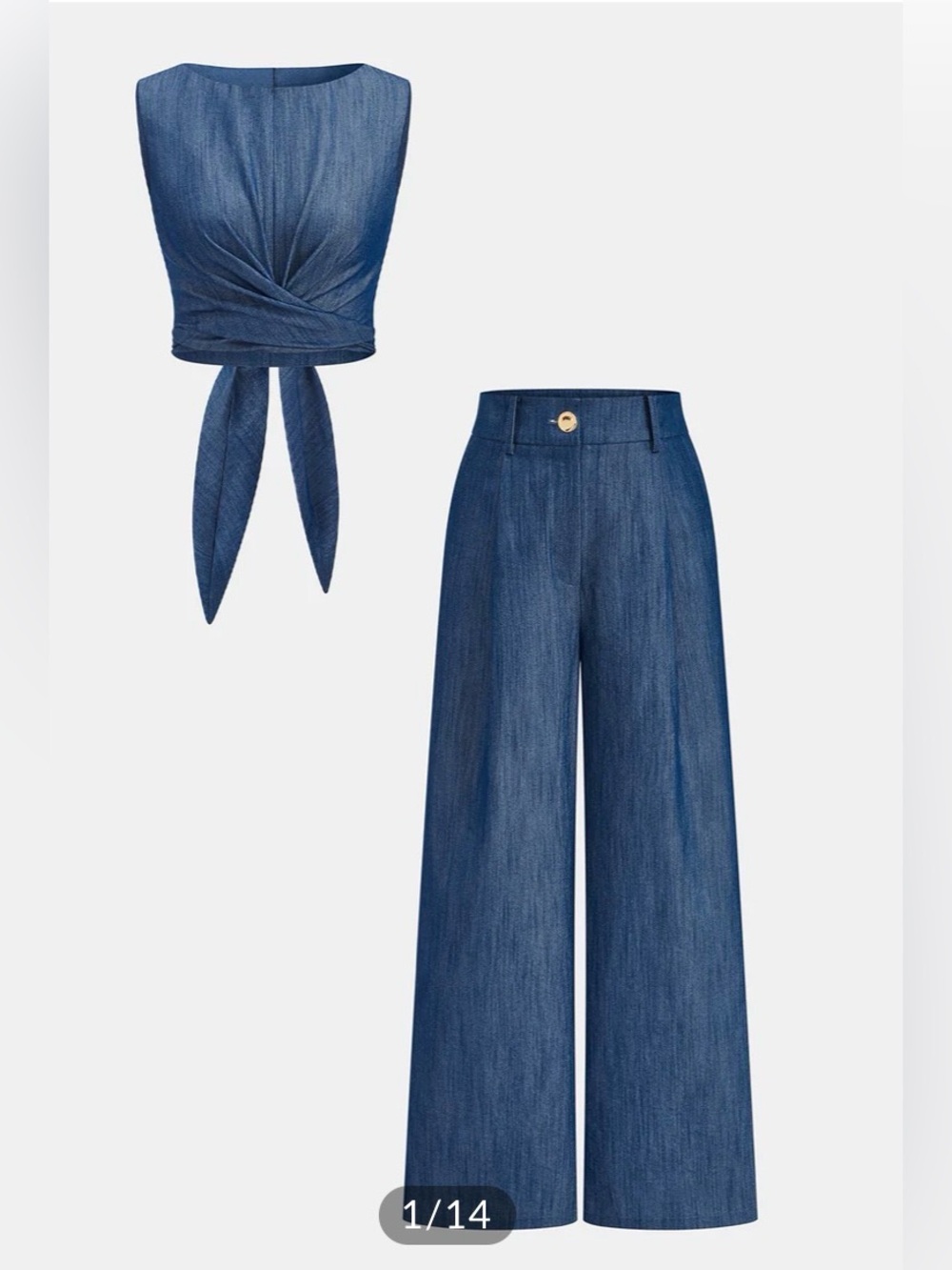 Commense Cross -Tie Wide-Leg Pants set